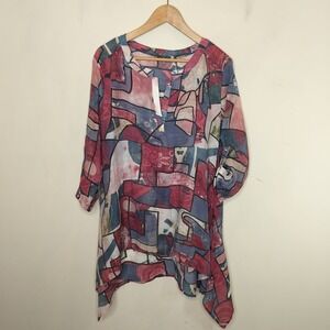 Kaktis Tunic Mosaic Abstract Sheer Boho Art to Wear